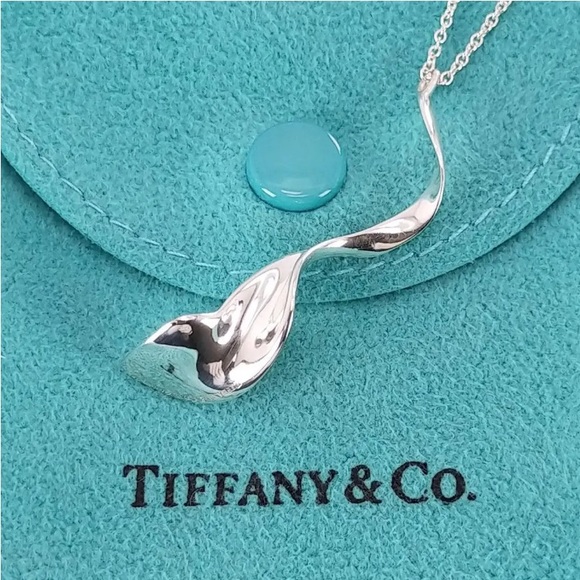 Authentic Rare Tiffany & Co. 925 Frank Gehry Orchid Twist Pendant Necklace - Picture 3 of 7